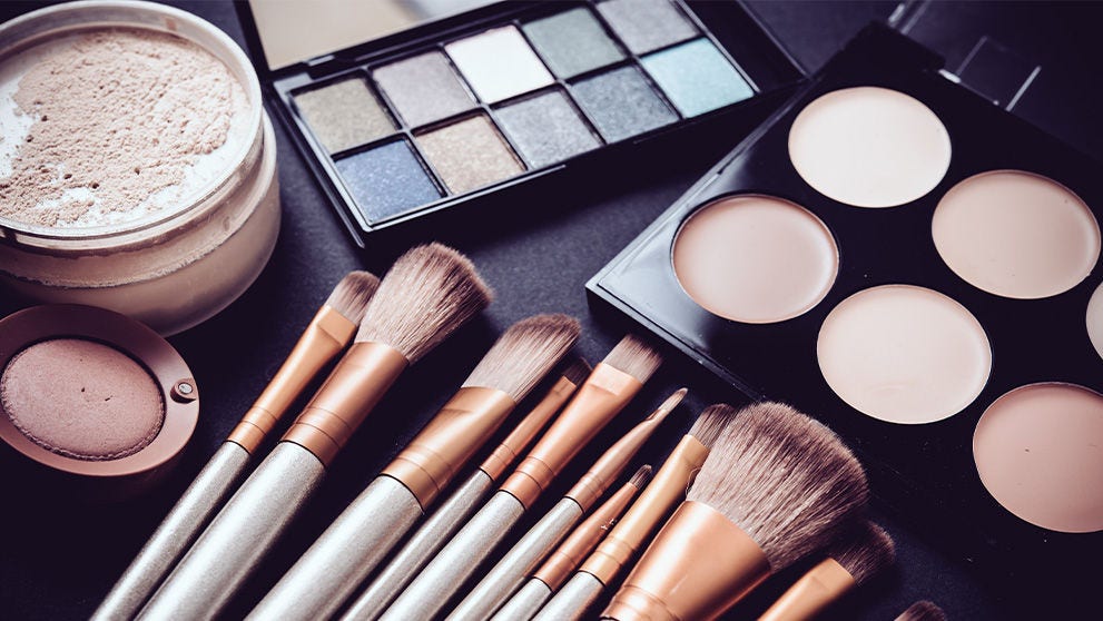 various items used for makeup
