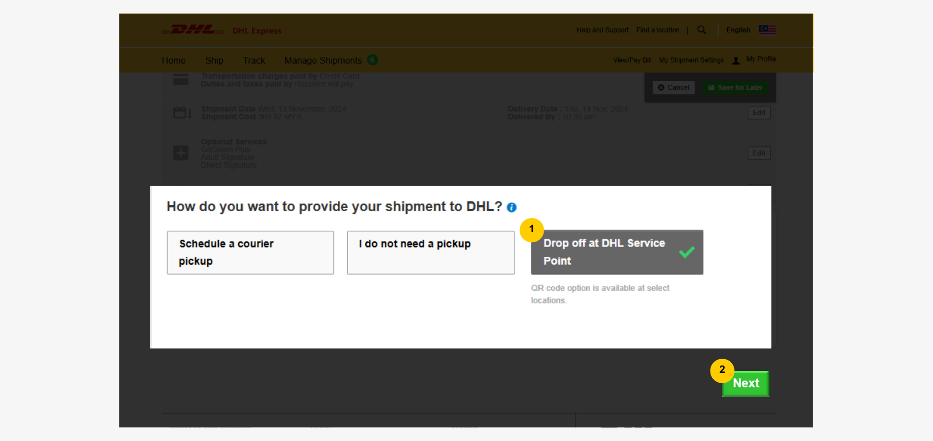 Export Guide-Shipment-Handover Options-Dropoff Export Guide-Shipment-Handover Options-Dropoff