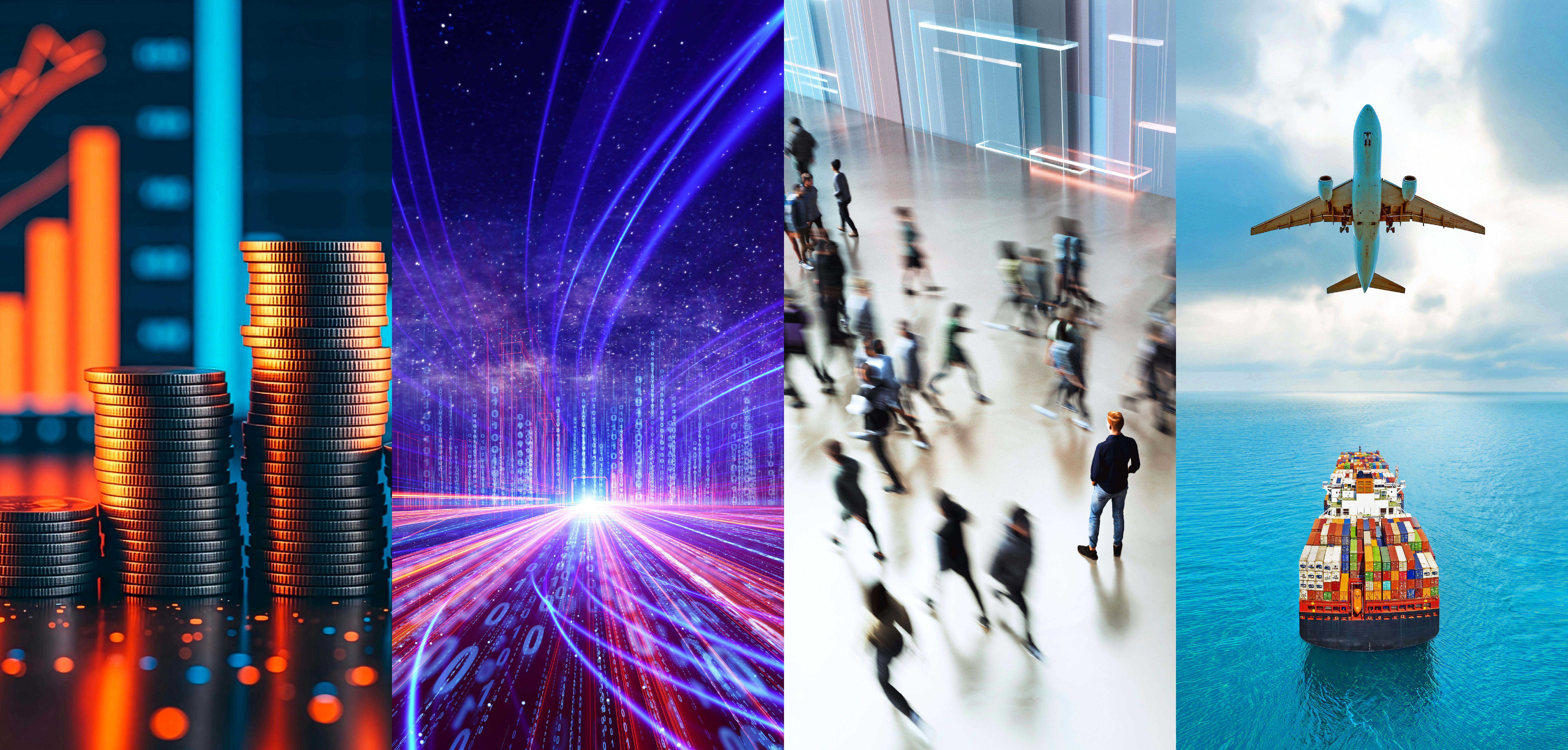 collage of shipping activities