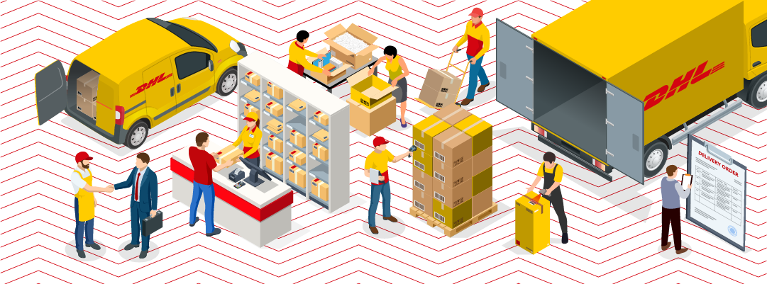 grafika logistických aktivit DHL