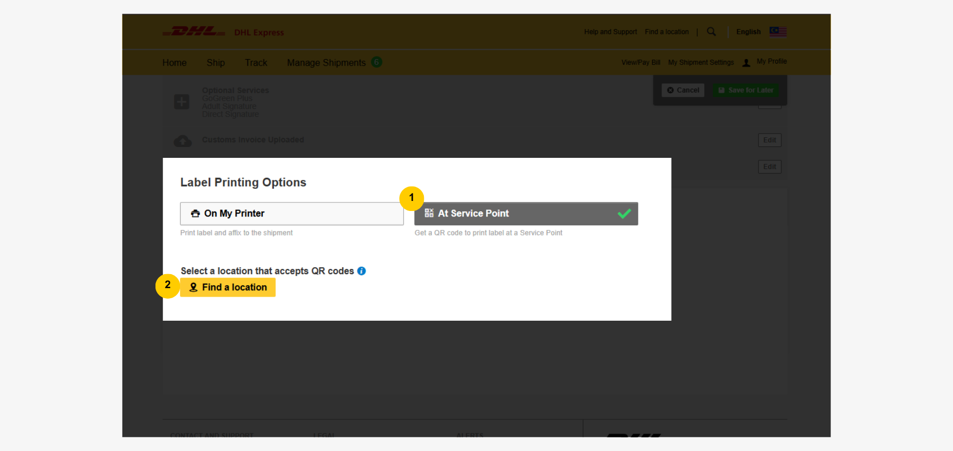 Step by Step: Create Export Shipment - Export Guide-Shipment-Dropoff-Label-free-service point Step by Step: Create Export Shipment - Export Guide-Shipment-Dropoff-Label-free-service point