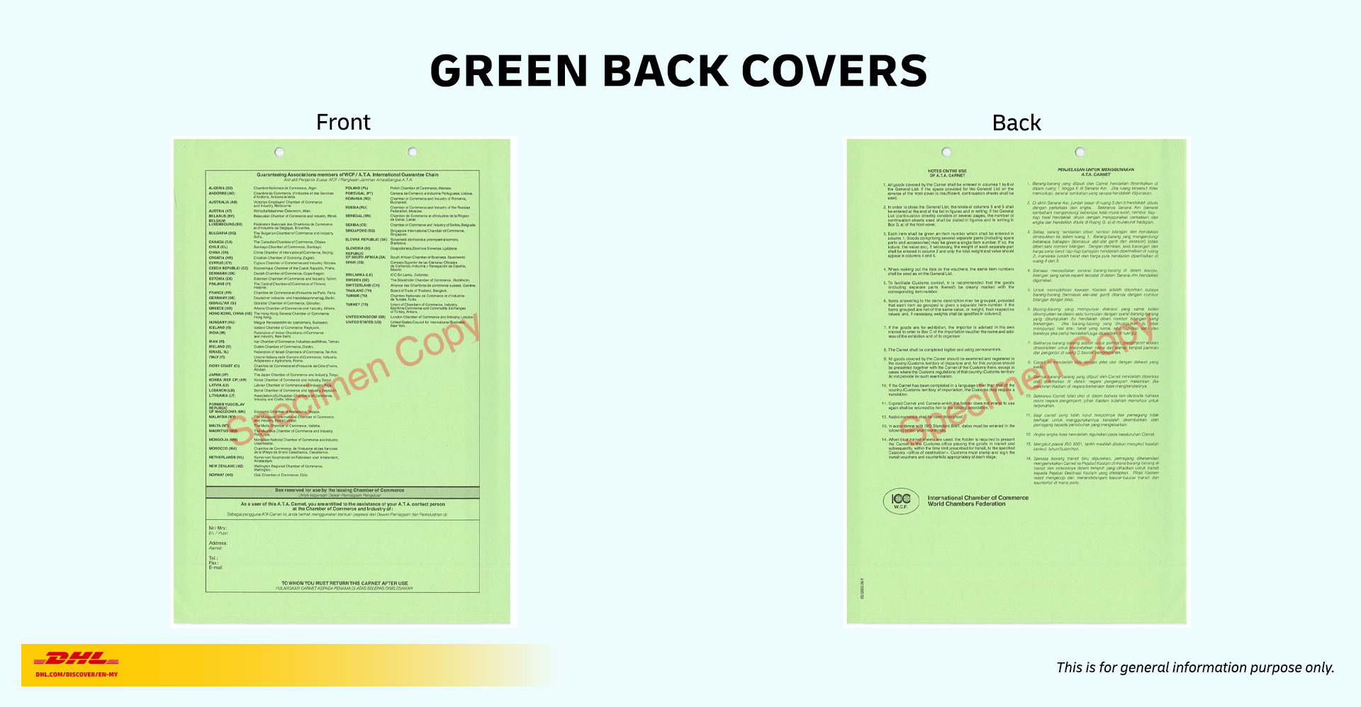 ATA Carnet Back Green Cover