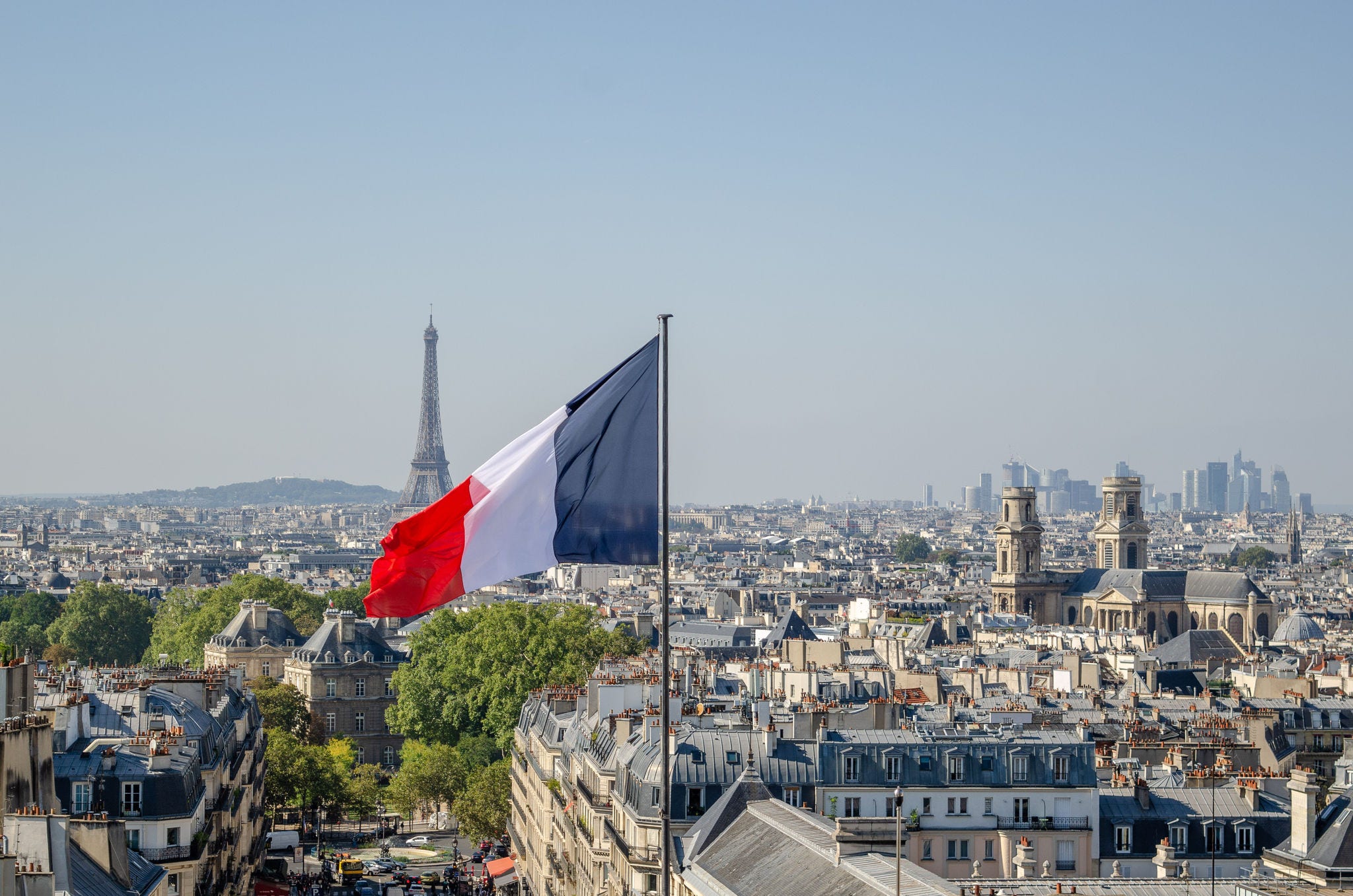 A beautiful view of the cityscape of Paris from the top of the Pantheon monument, France