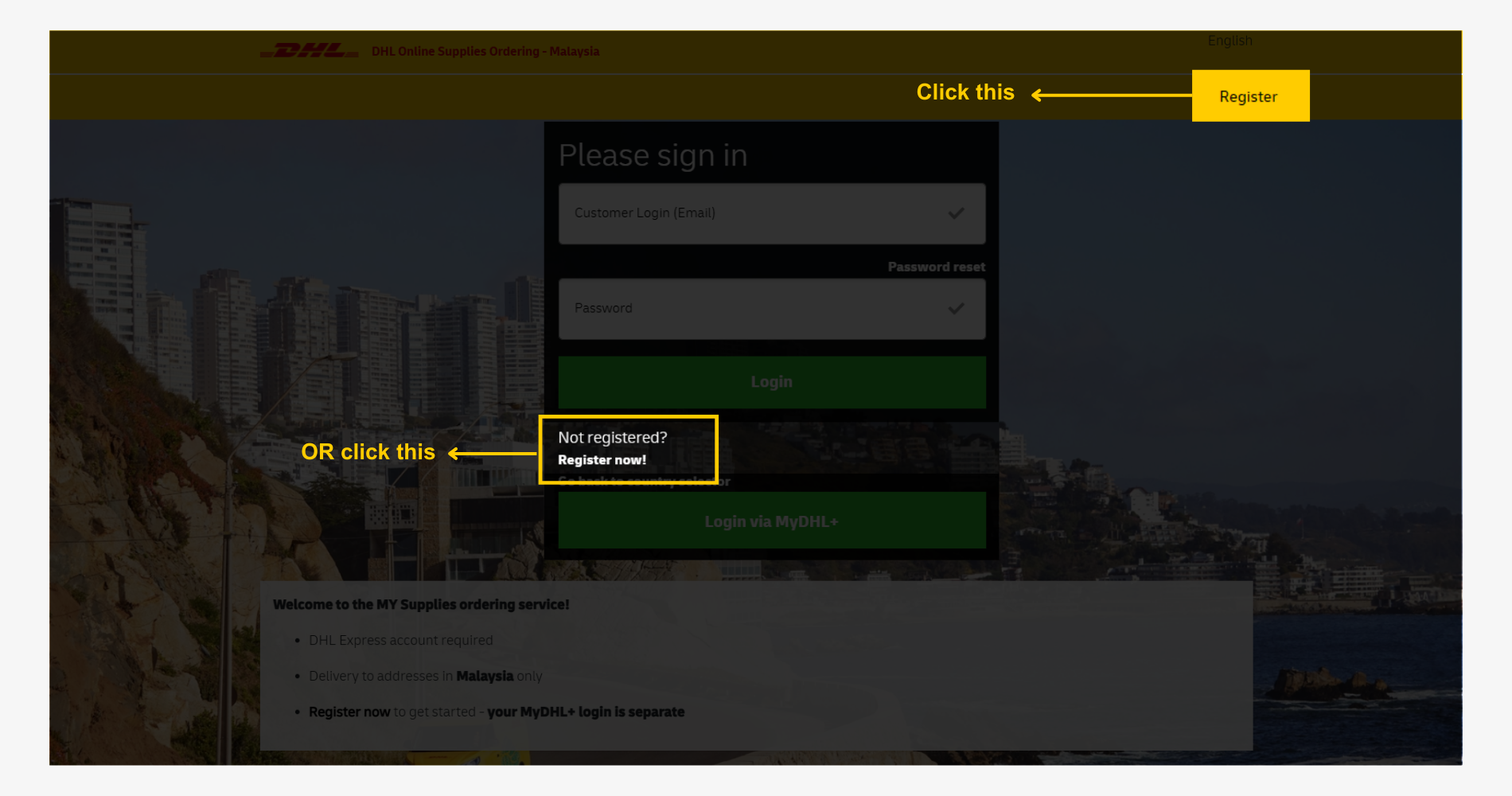 DHL OSO Order Shipping Supply Guide: Registration