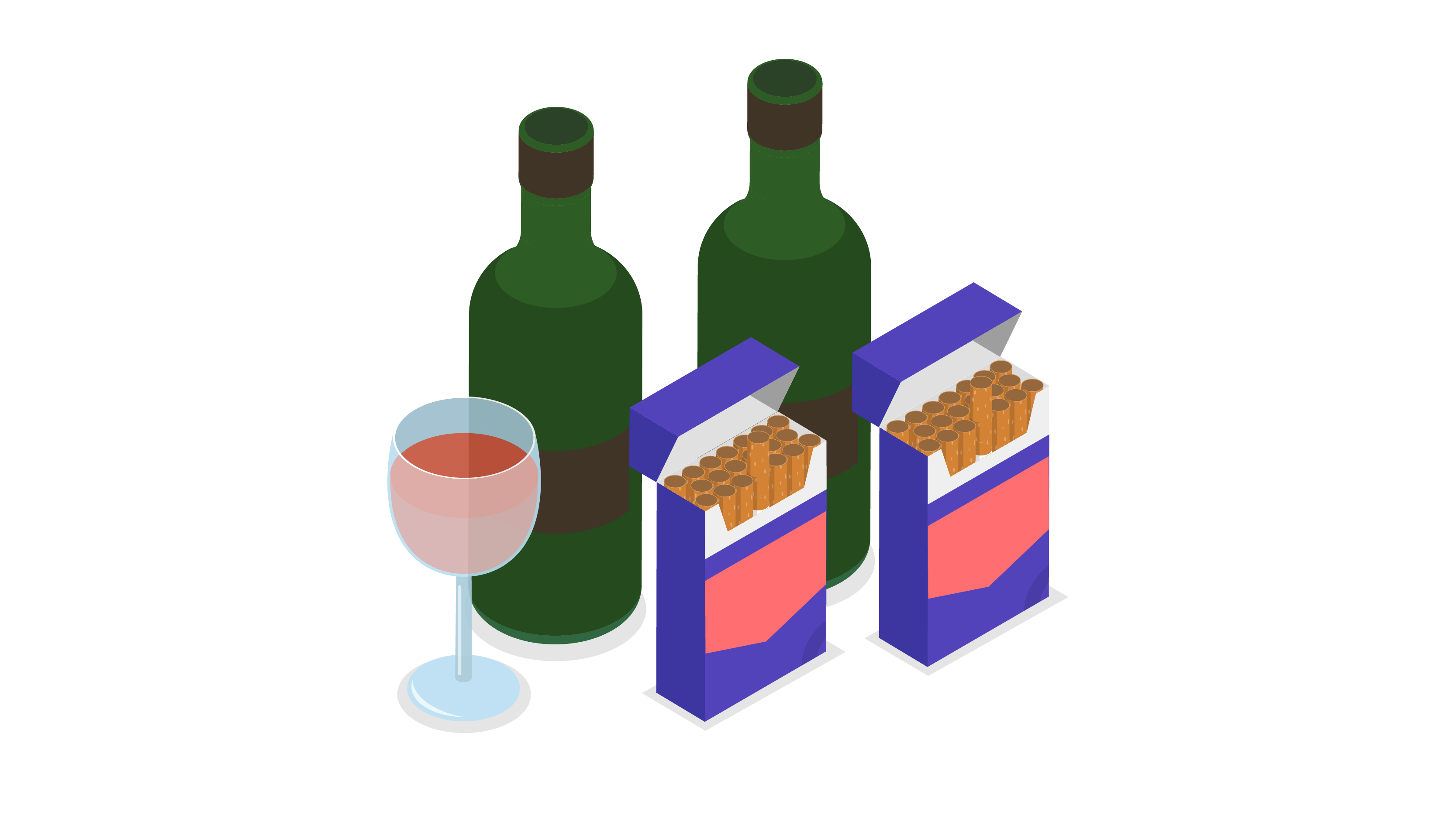 graphic image of two bottles and cigarettes
