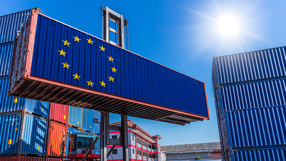EU container with EU flag on it