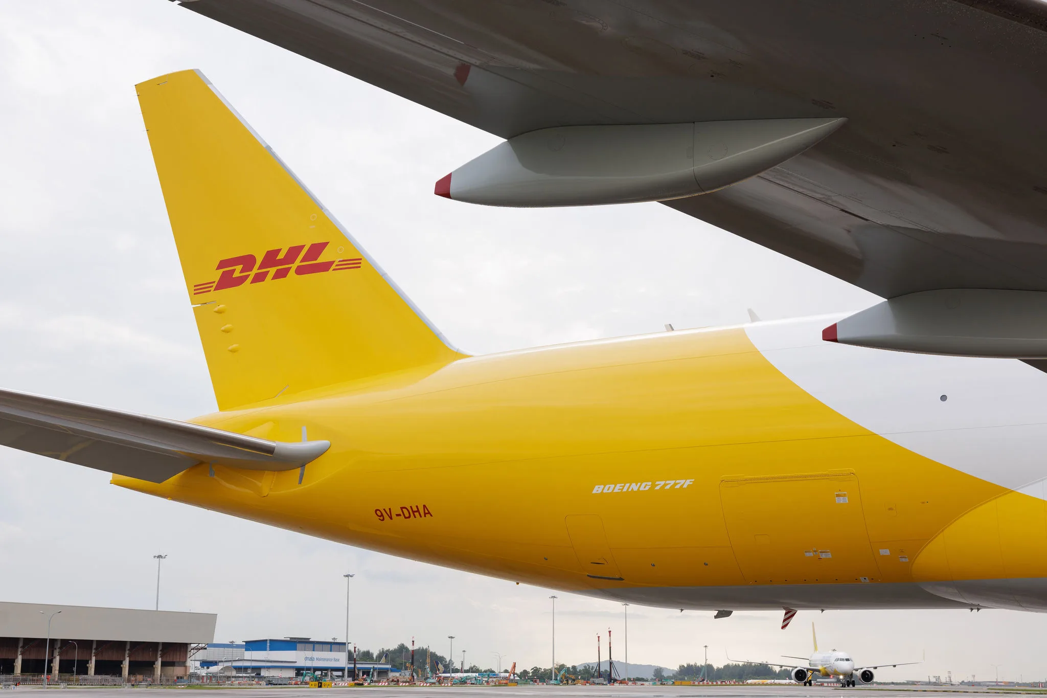 dhl express plane on tarmac