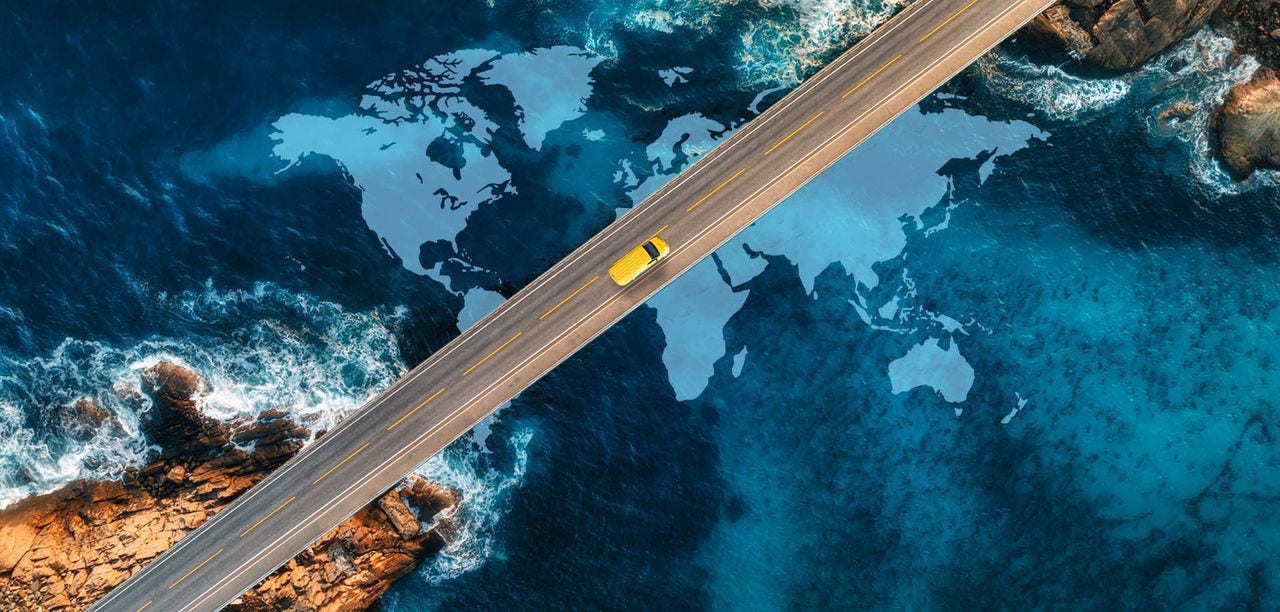 A DHL van on a road