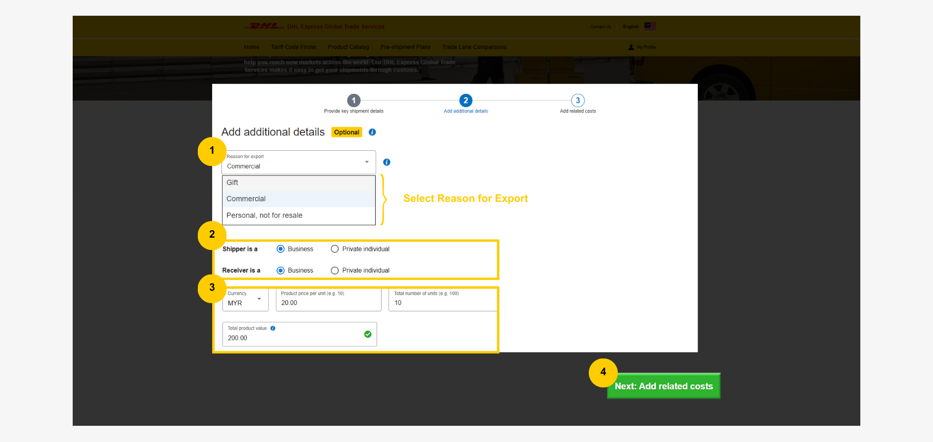 MyGTS Calculate Customs Duties - Commodity Value MyGTS Calculate Customs Duties - Commodity Value