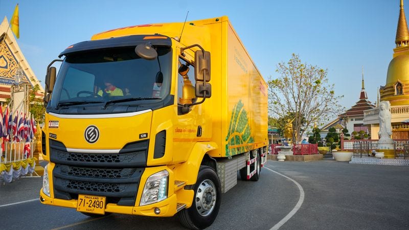 A DHL service truck in operation