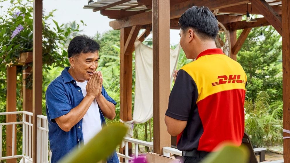 DHL Express courier delivers to a customer in Thailand