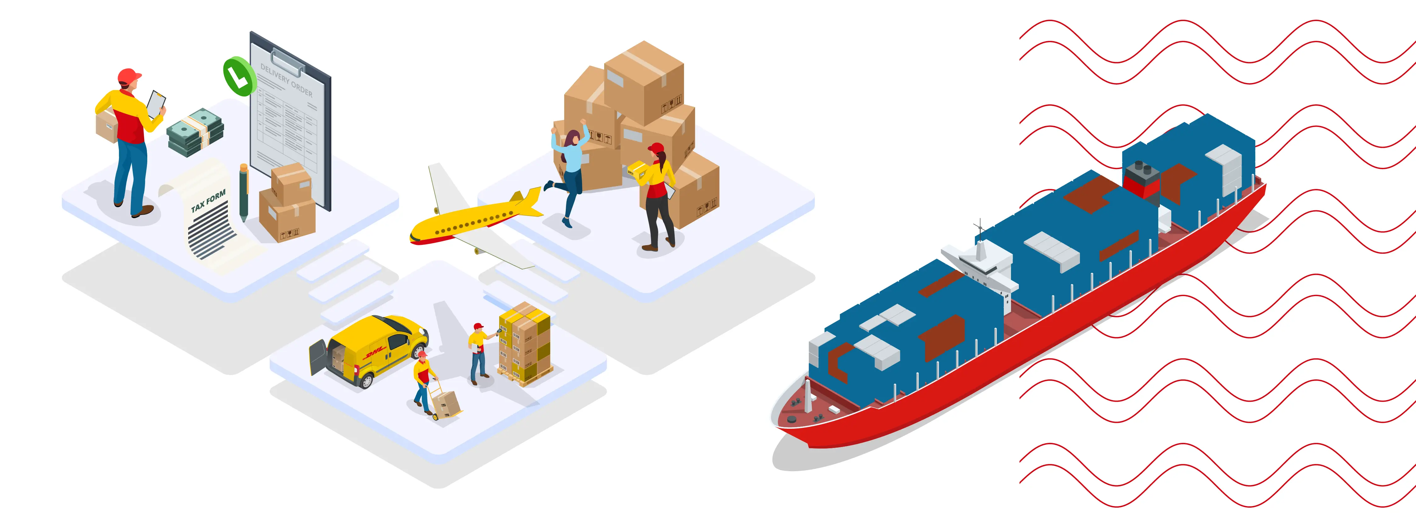 תמונה גרפית של פעילויות המשלוחים של DHL