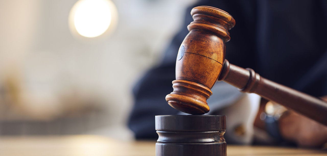 Wooden gavel on a table