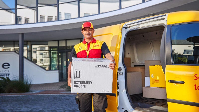 dhl express courier delivering pharma products