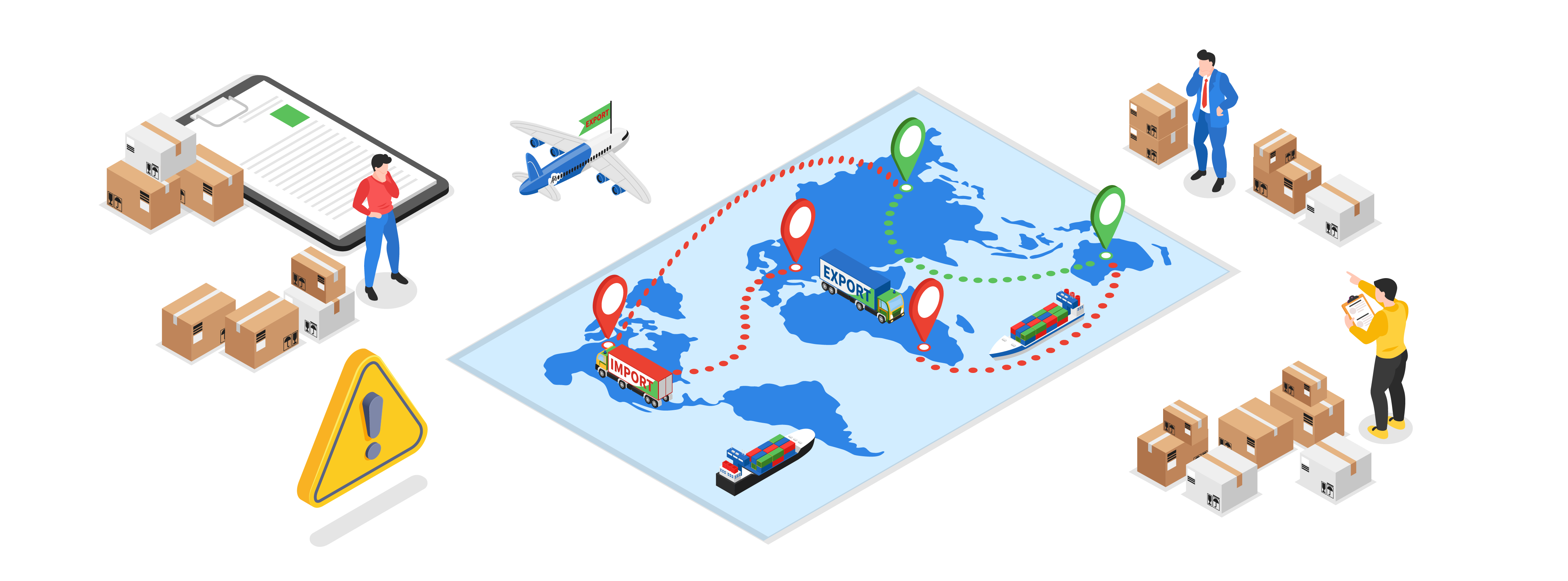 graphic image logistics activities on a map