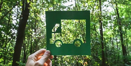 stencil of a green truck