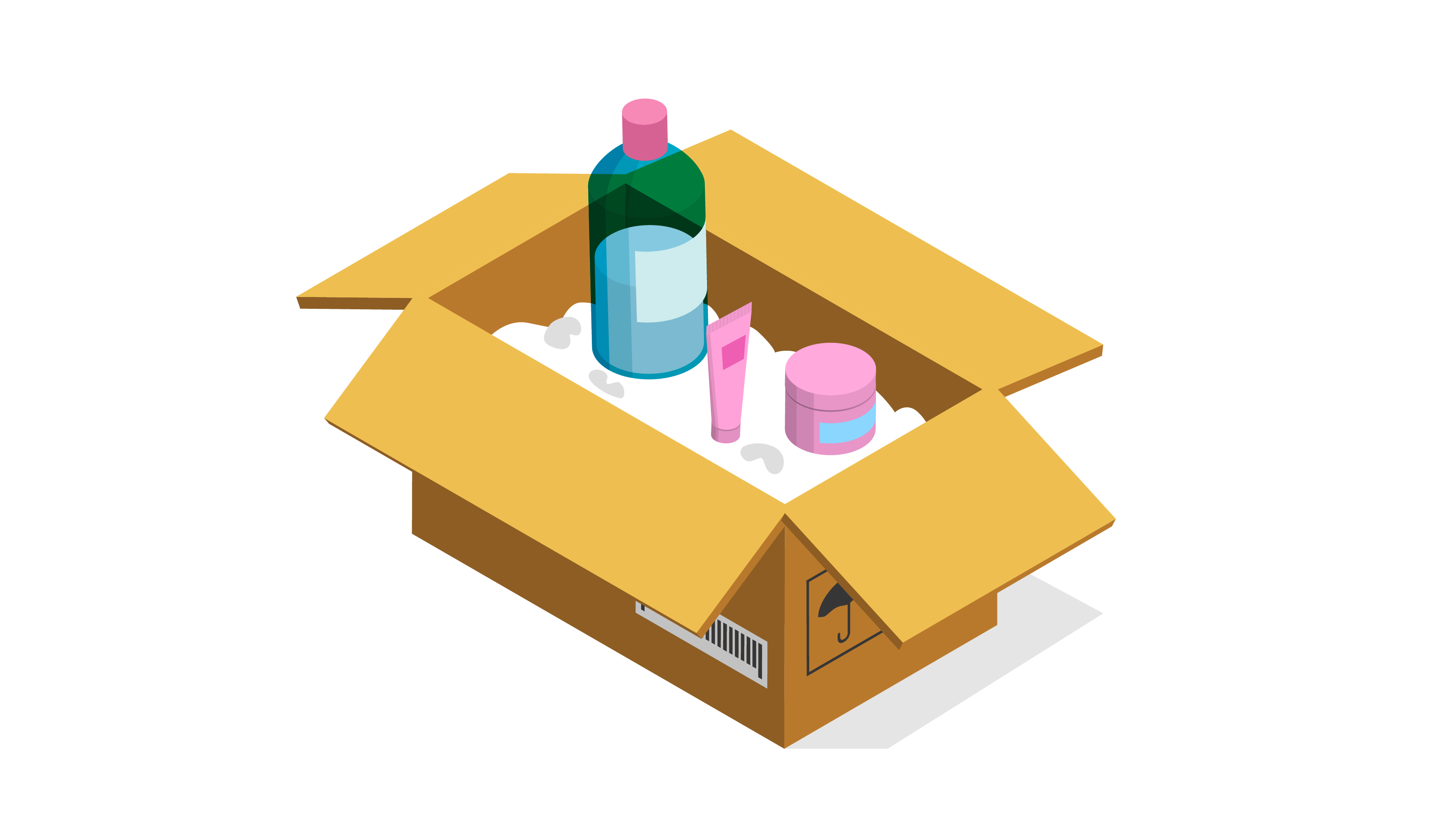 graphic image of a brown box with cosmetics in it