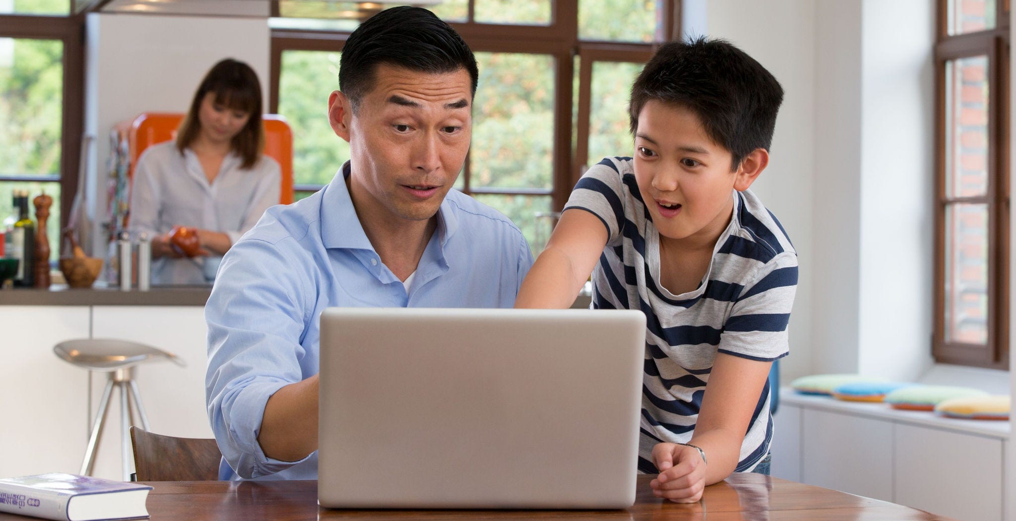 A family doing online shopping