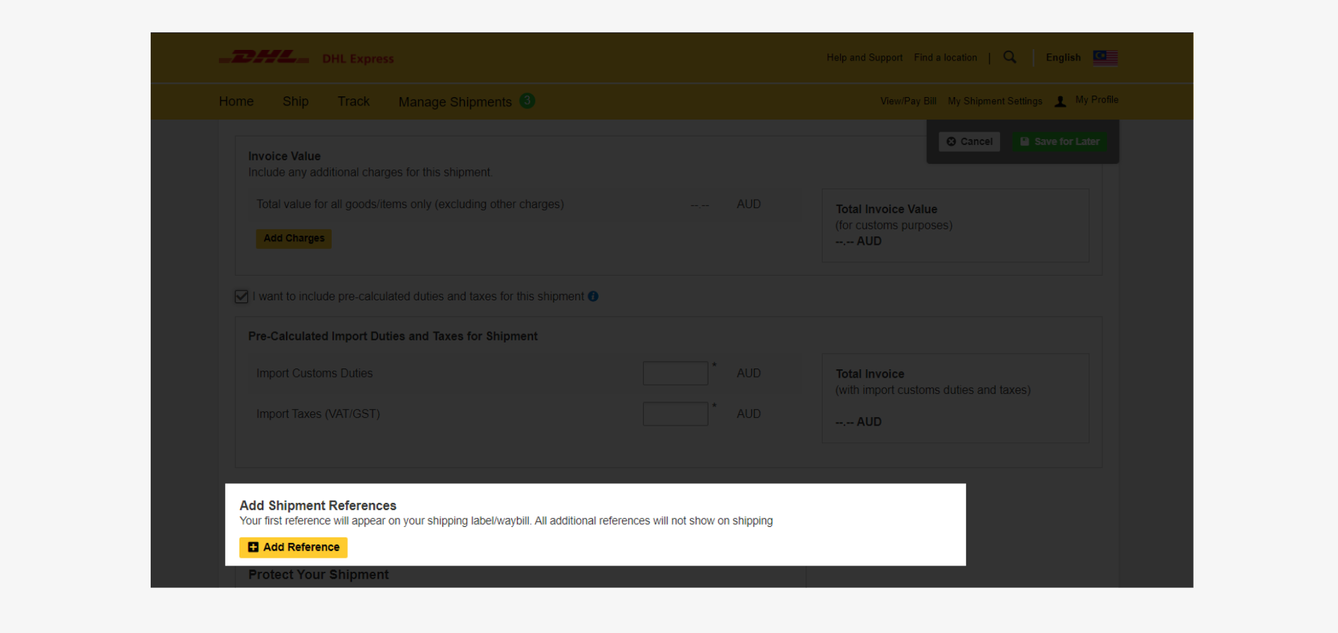 Import Shipment Additional Shipment References Import Shipment Additional Shipment References