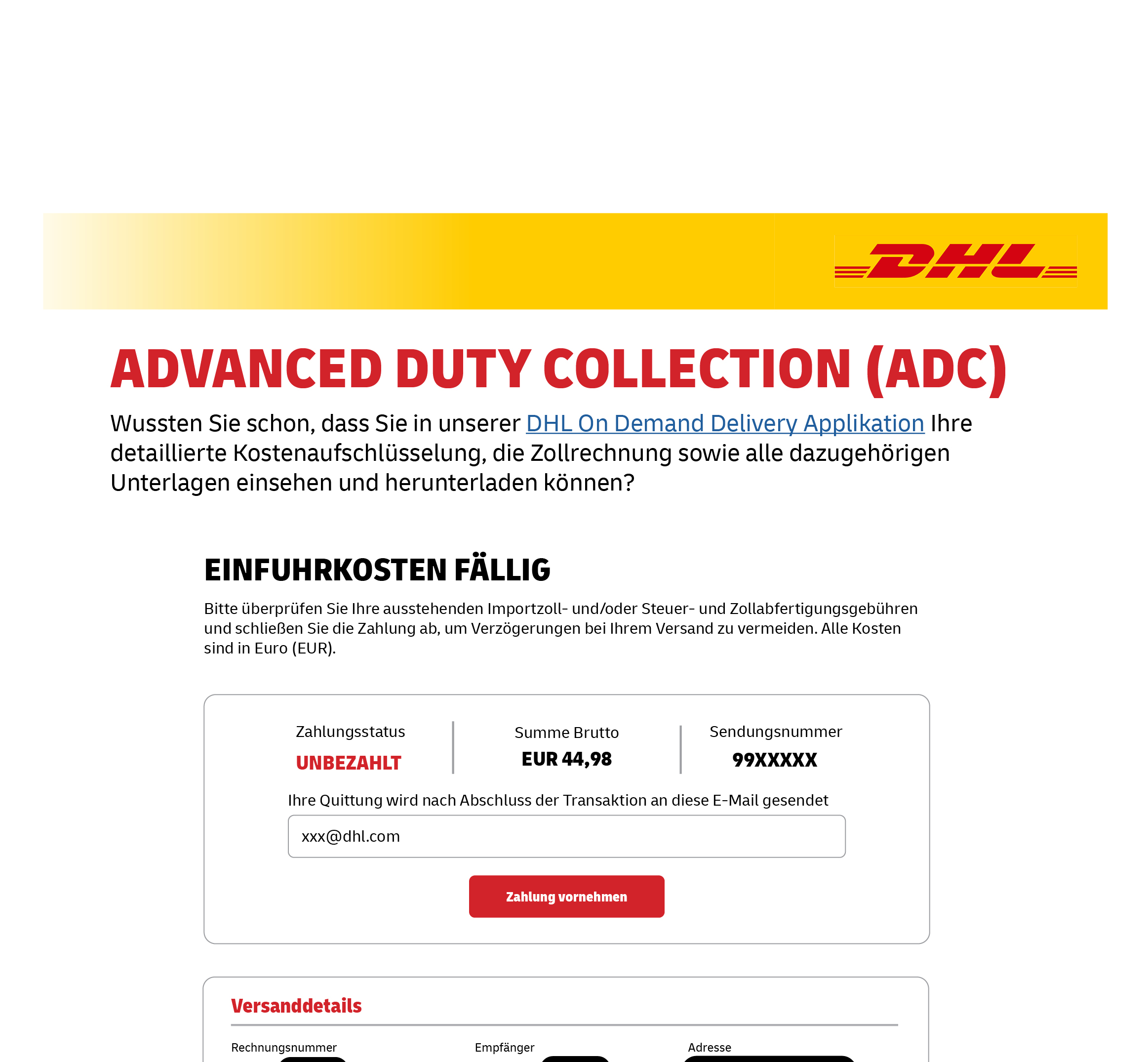 DHL Advanced Duty Collection (ADC)