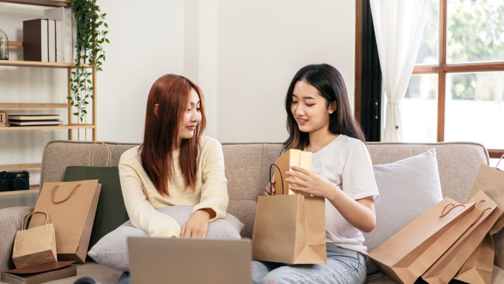Two Gen Z consumers after purchasing new products