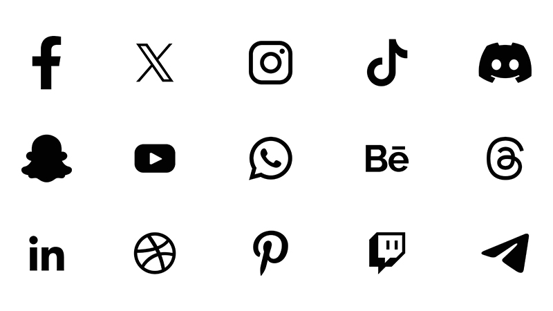 Samling af logoer af de største SoMe virksomheder