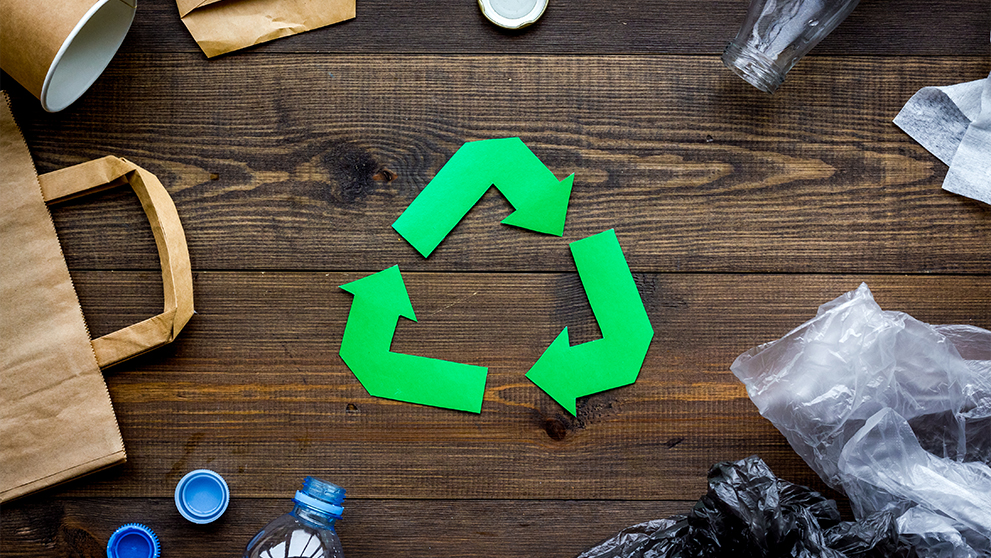 recycling logo on table