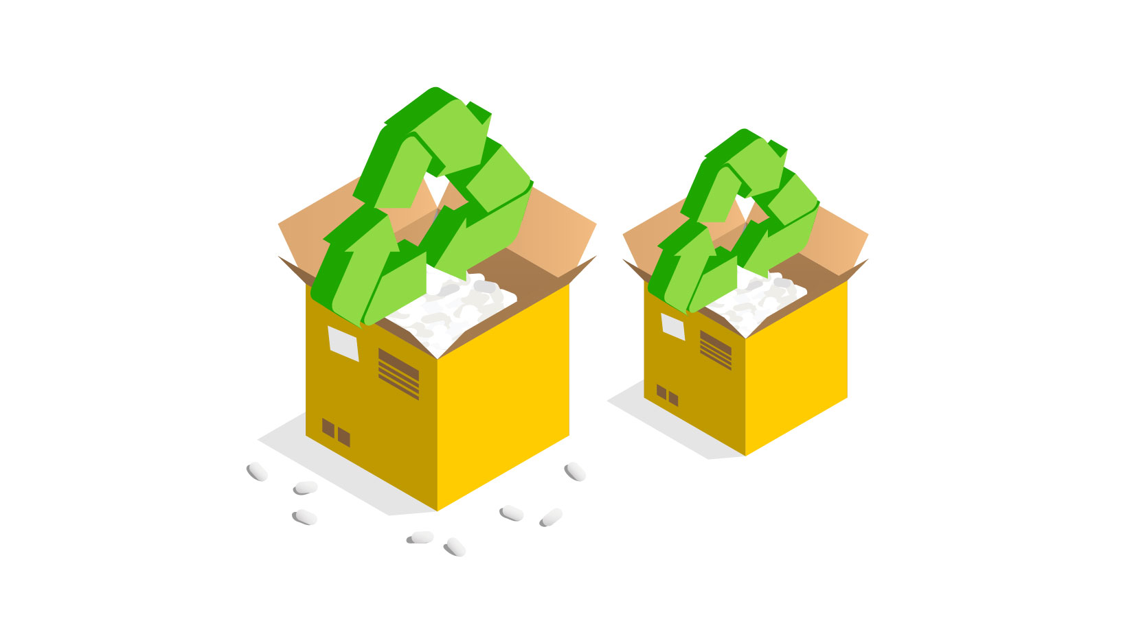 two recyclable boxes