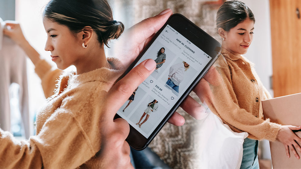 woman holding mobile phone