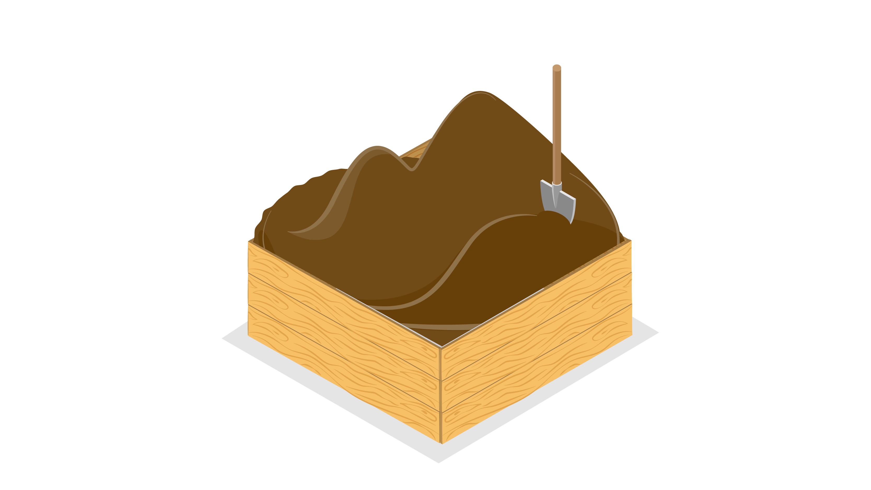 compost in a brown pallet