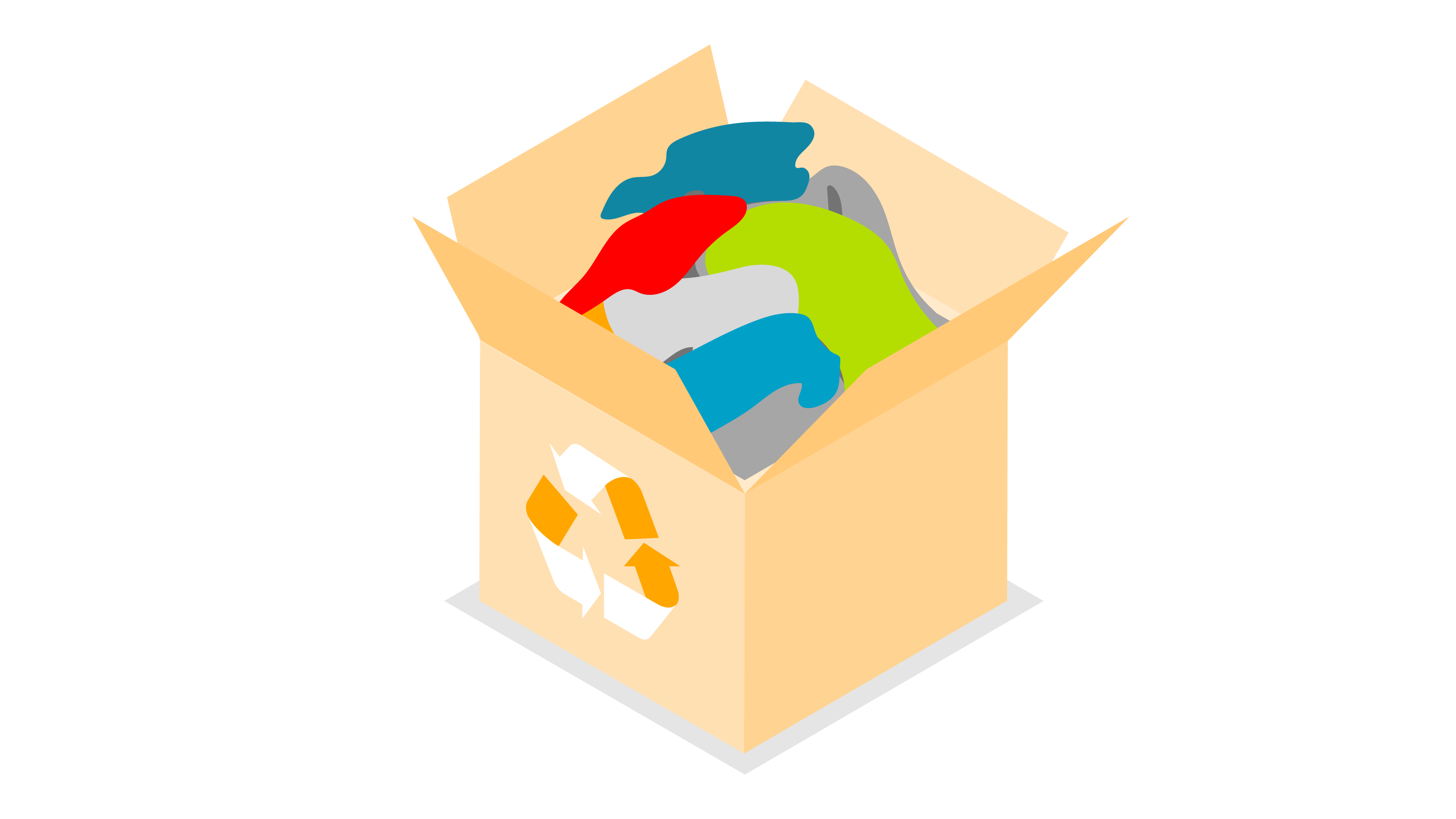 graphic image of clothes in a recycled box