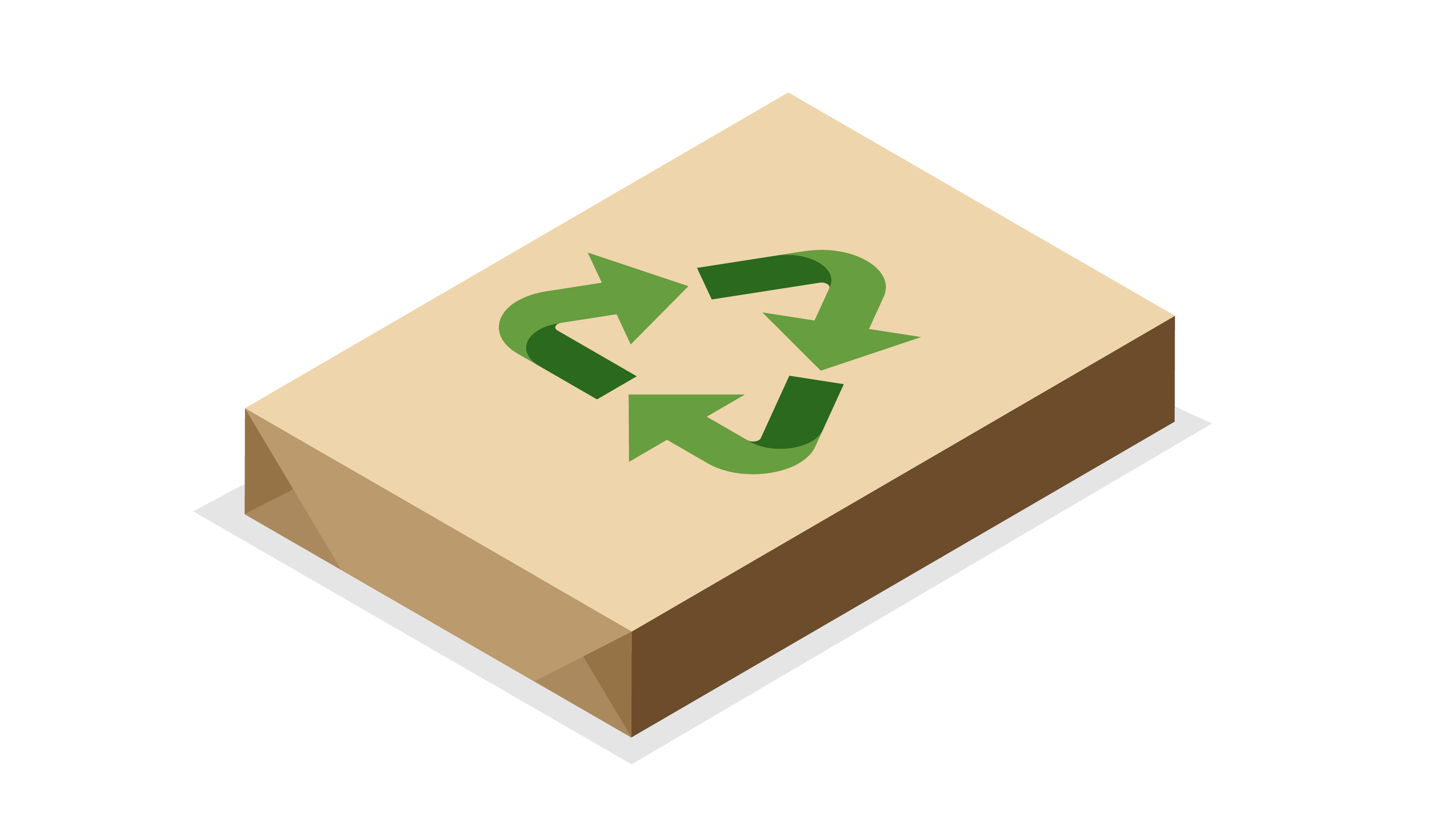 graphic image of brown box with green recycling sign on top
