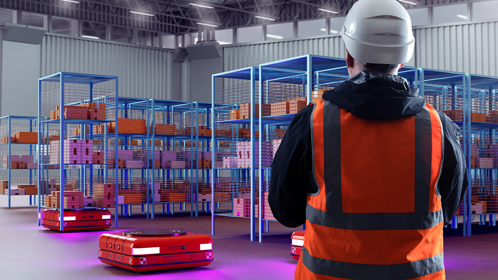 man in a warehouse
