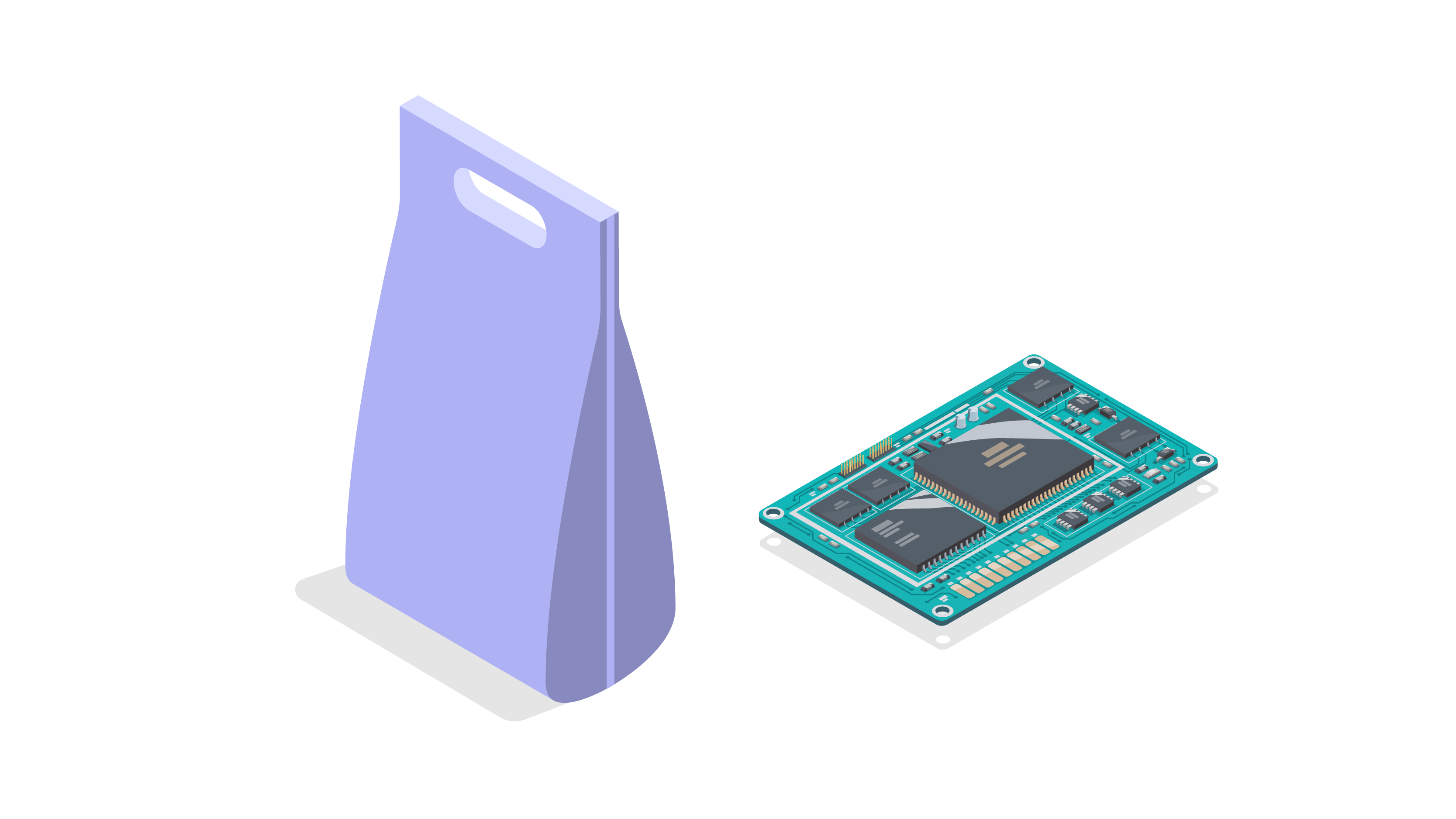 graphic image of plastic bag and a circuit board
