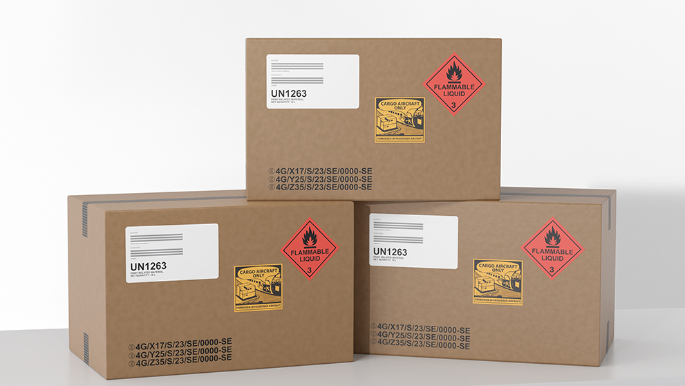 flammable liquids packaged for dangerous goods shipping