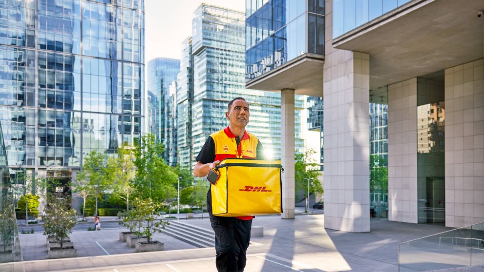 A healthcare logistics personnel delivering medical supplies