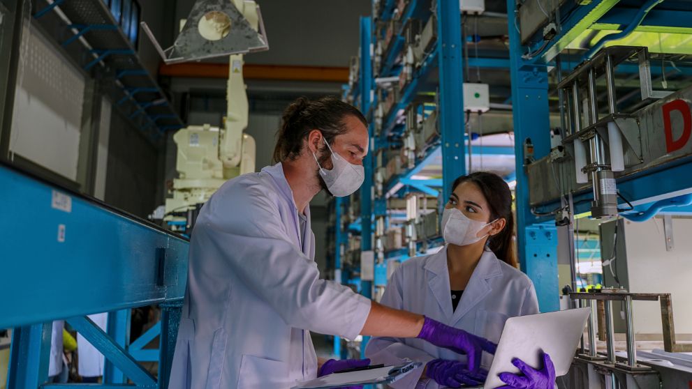 Laboratory staff planning their supply chain operations