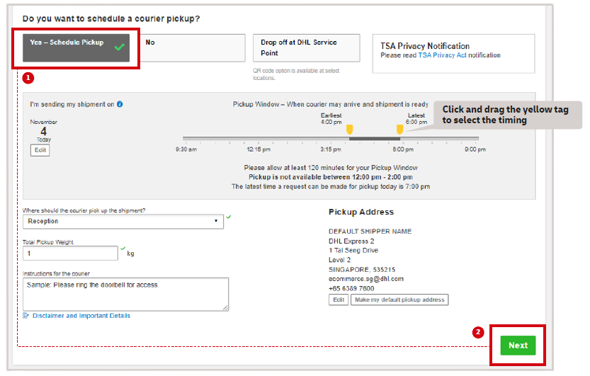schedule pick up dhl