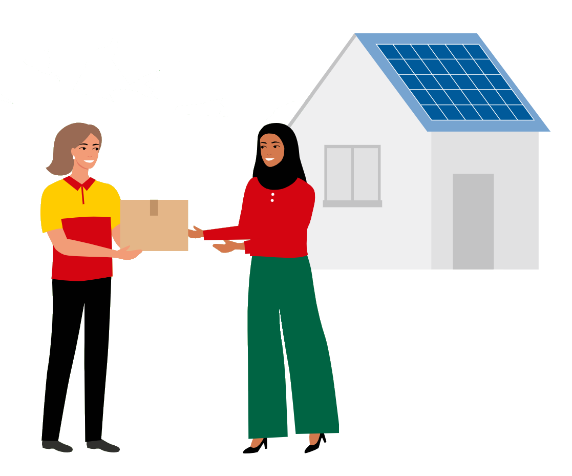 Courier delivering package