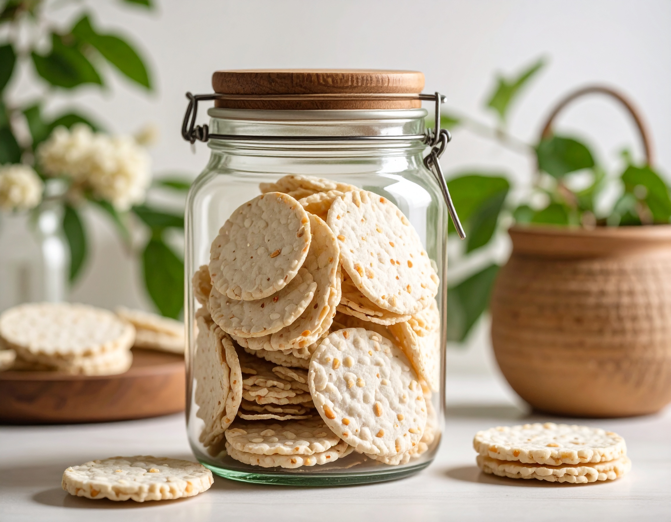 tempeh chips in a glass jar