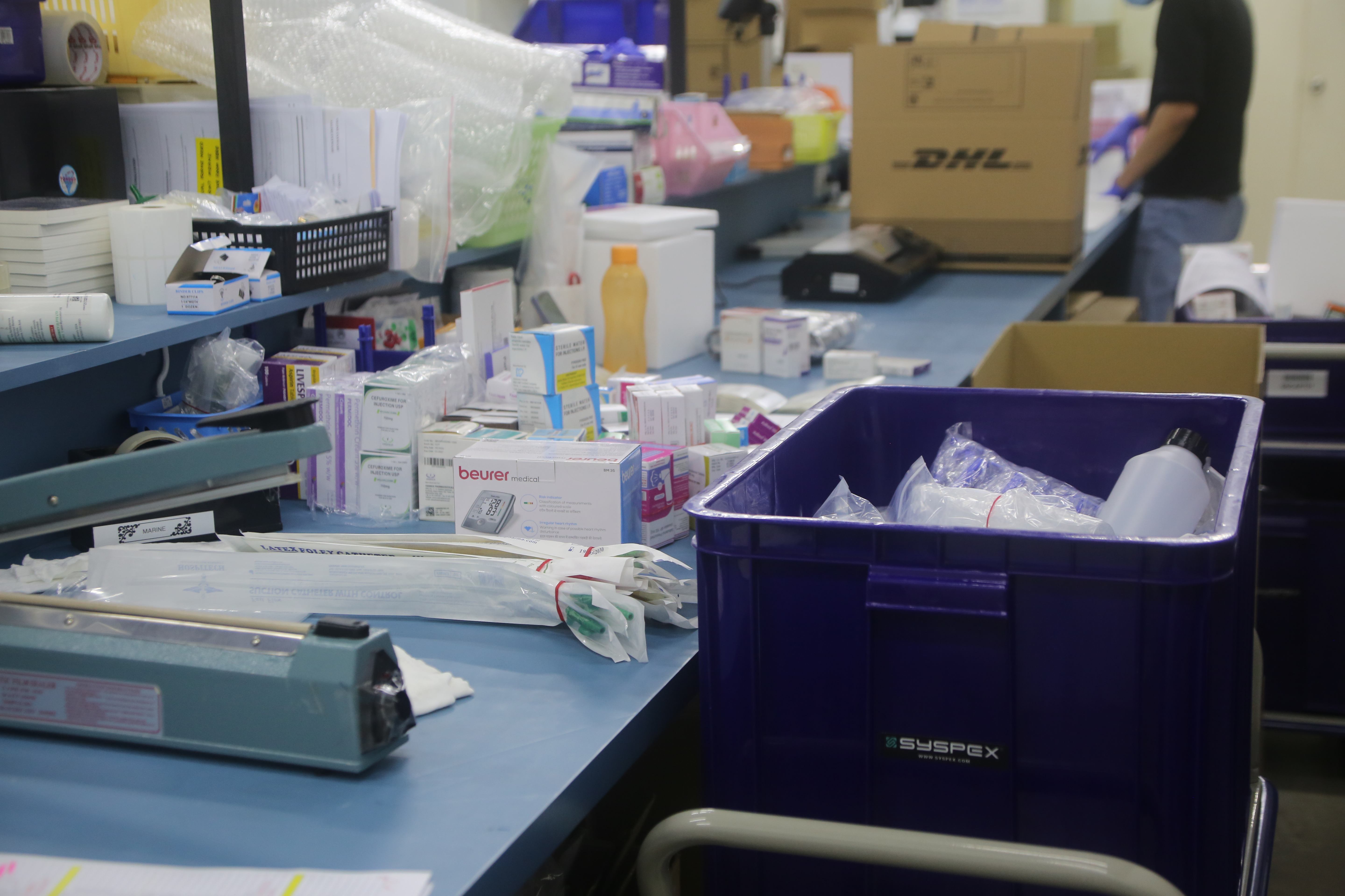 Medical supplies on a table
