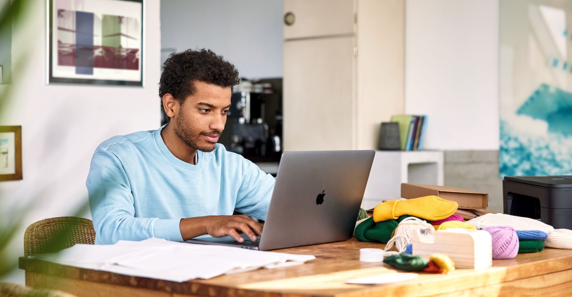 business owner setting up online business platform