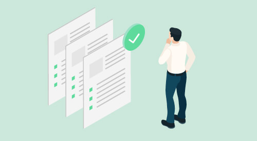 graphic of man reviewing documents