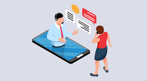 graphic of woman calling help line