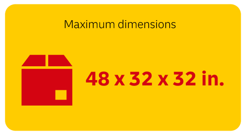maximum allowable dimensions 48 x 32 x 32 in