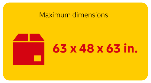 maximum allowable dimensions 63 x 48 x 63 in