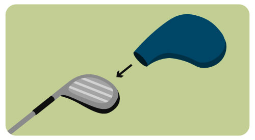 putting cover on golf club