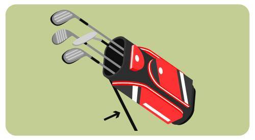 Lowering legs of golf bag to prepare for shipping