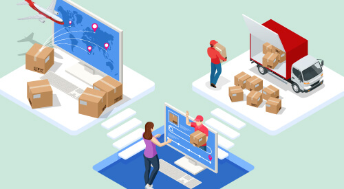 illustration of packaging partners and logistics operations