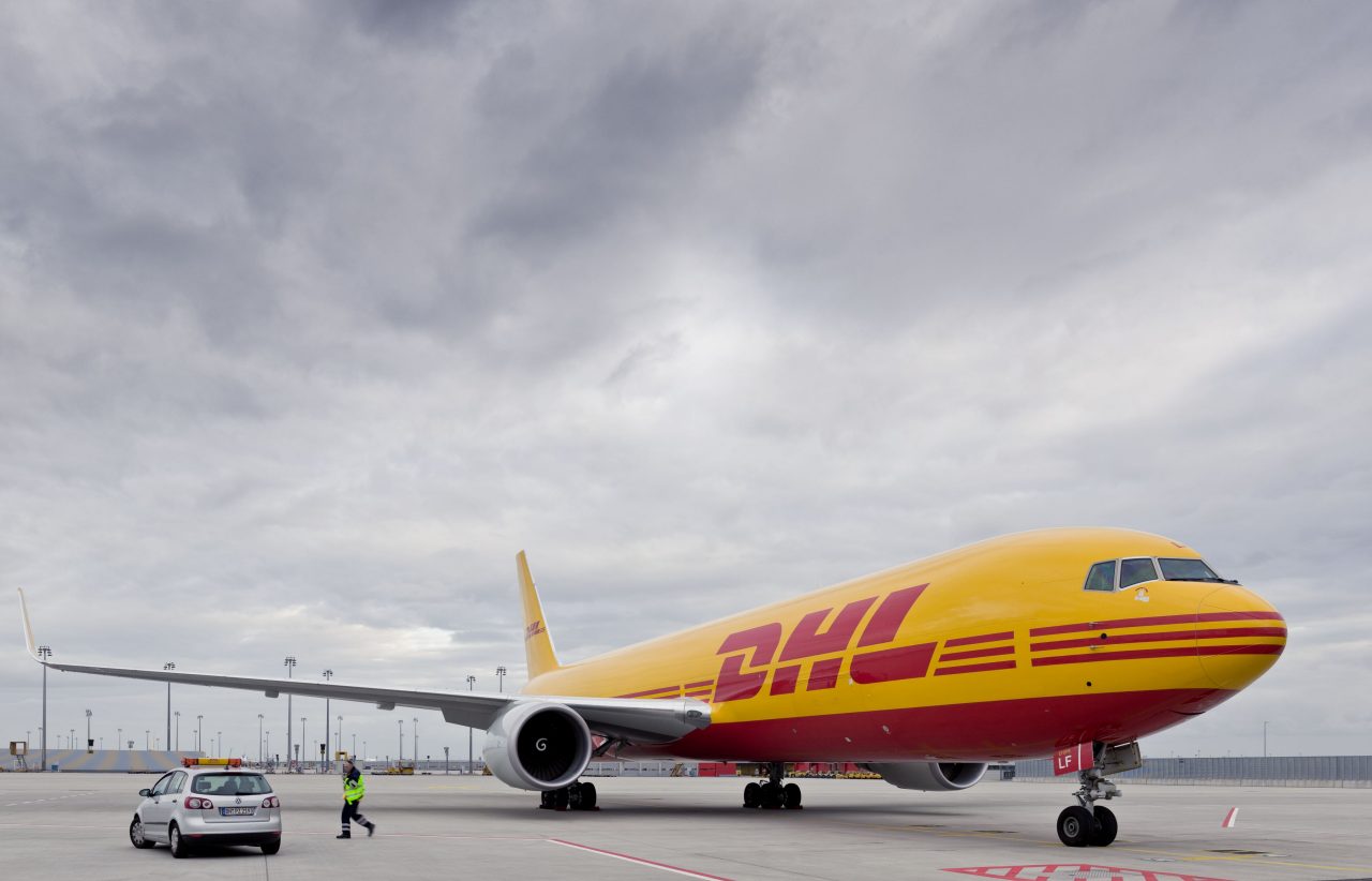 dhl aircraft parking on runway
